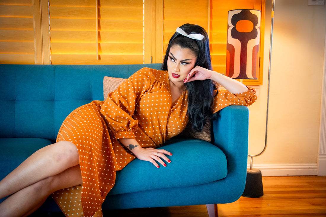 Rita Dress- Mustard Dot *sale