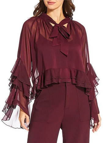 Kyle Ruffle Top, Burgundy