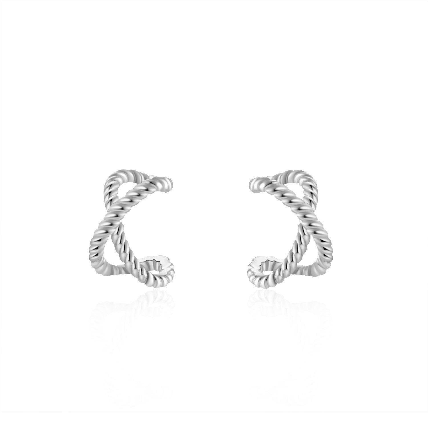 Criss Cross Cuffs Silver Earring