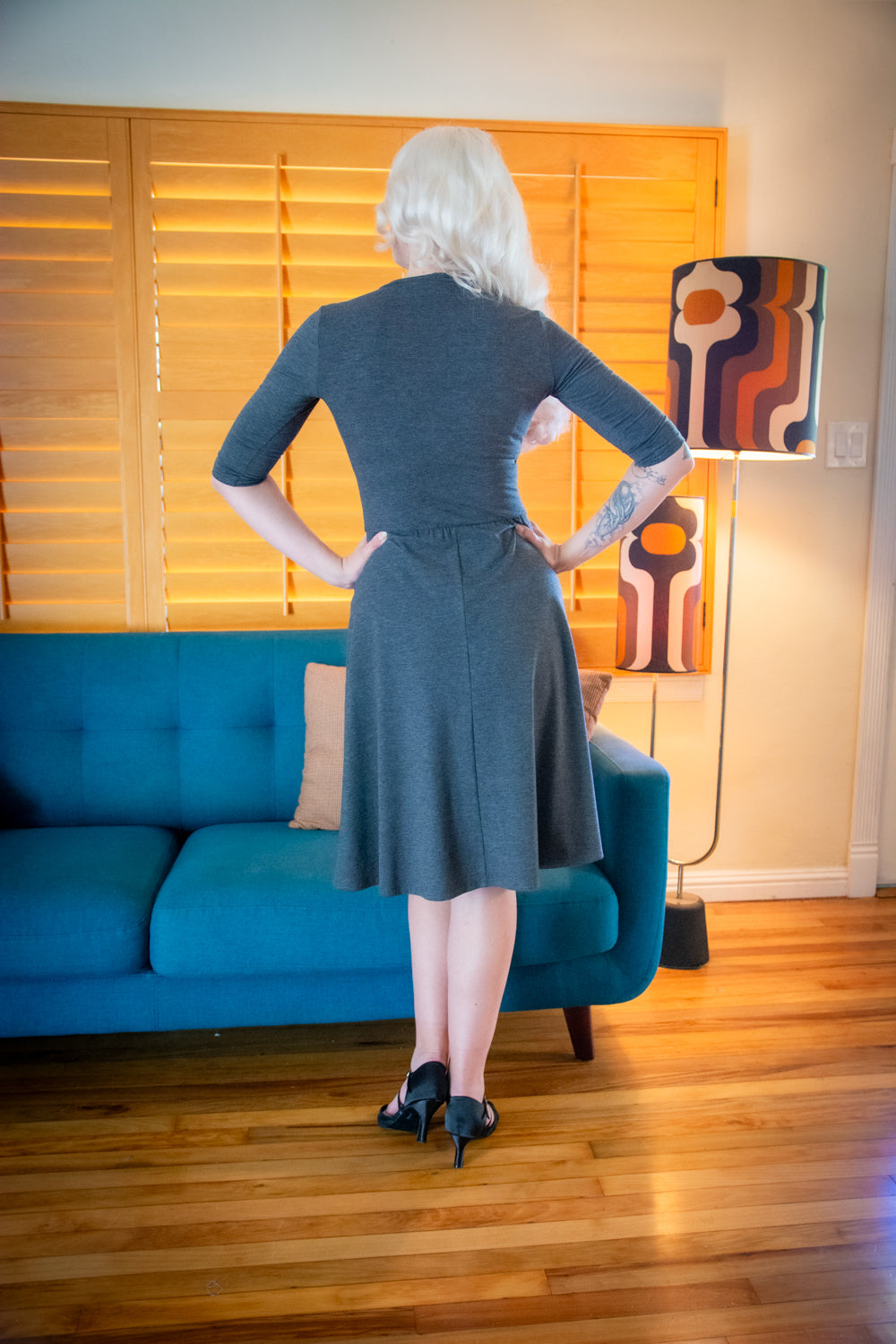 Joanie Knit Dress 3/4 Sleeve - Charcoal Grey *sale