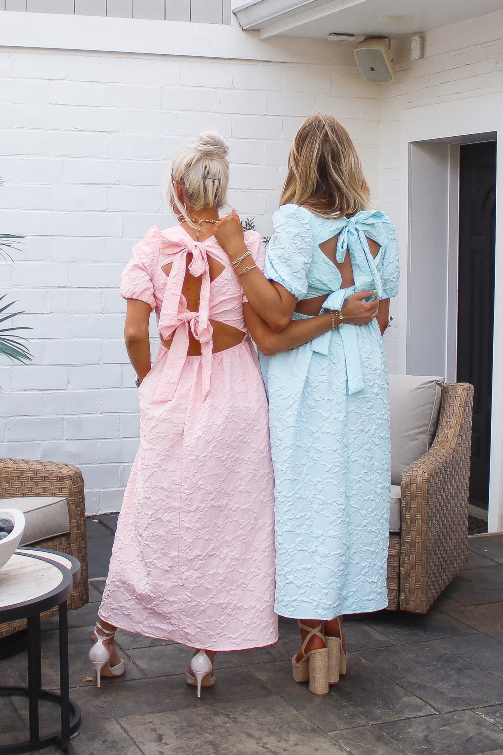 Pink Jacquard Floral Tie Back Maxi Dress