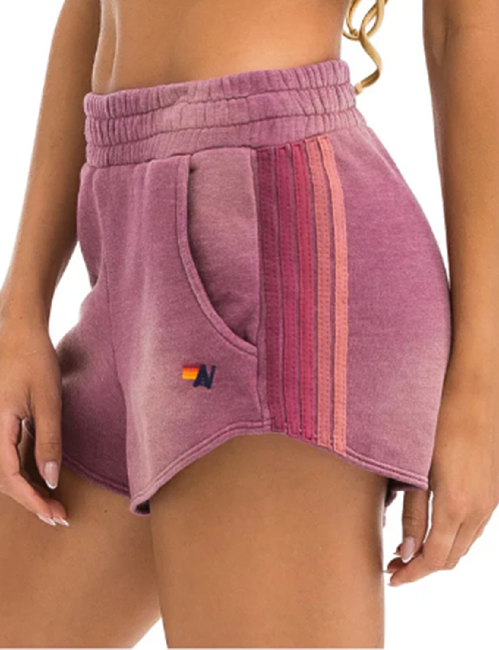 5 Stripe Pocket Club Short, Faded Berry
