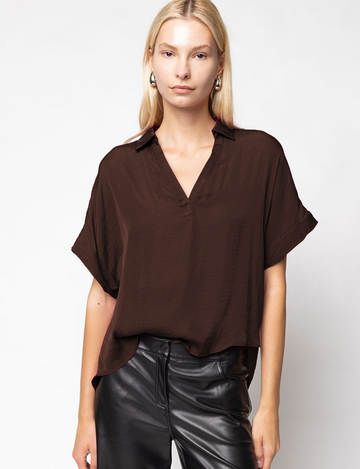 Astel Satin Blouse, Chocolate