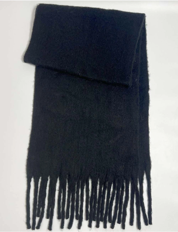 Tassel Knit Scarf, Black