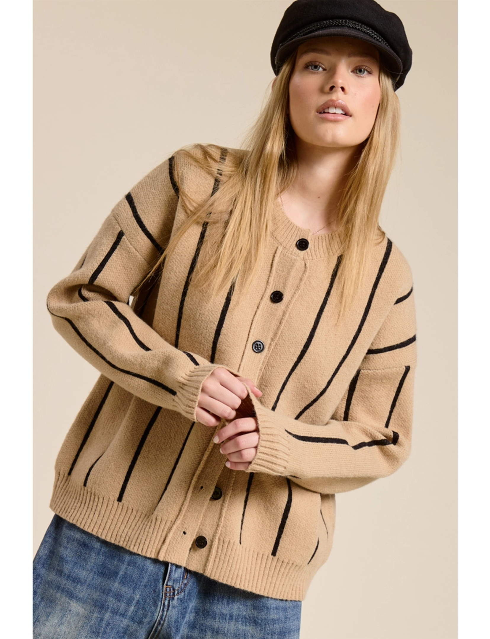 Slouchy Knit Cardigan, Taupe