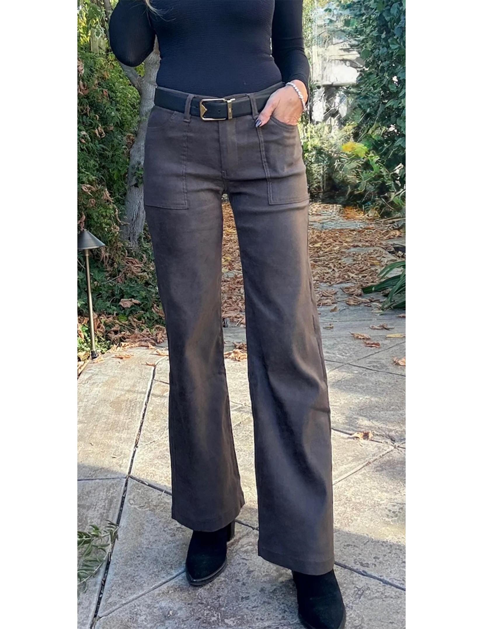 Romi Flare Pant, Brown Suede
