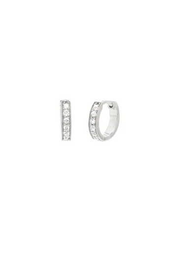 Pave Huggies - 10mm Silver CZ