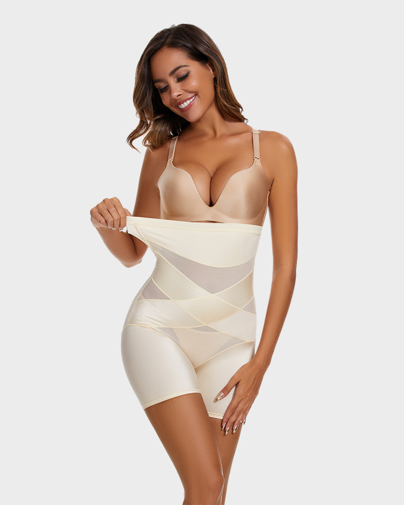 High Waist Cross Compression Mid-Thigh Shaping Shorts£¨2pcs £©
