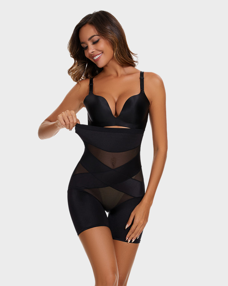 High Waist Cross Compression Mid-Thigh Shaping Shorts£¨2pcs £©
