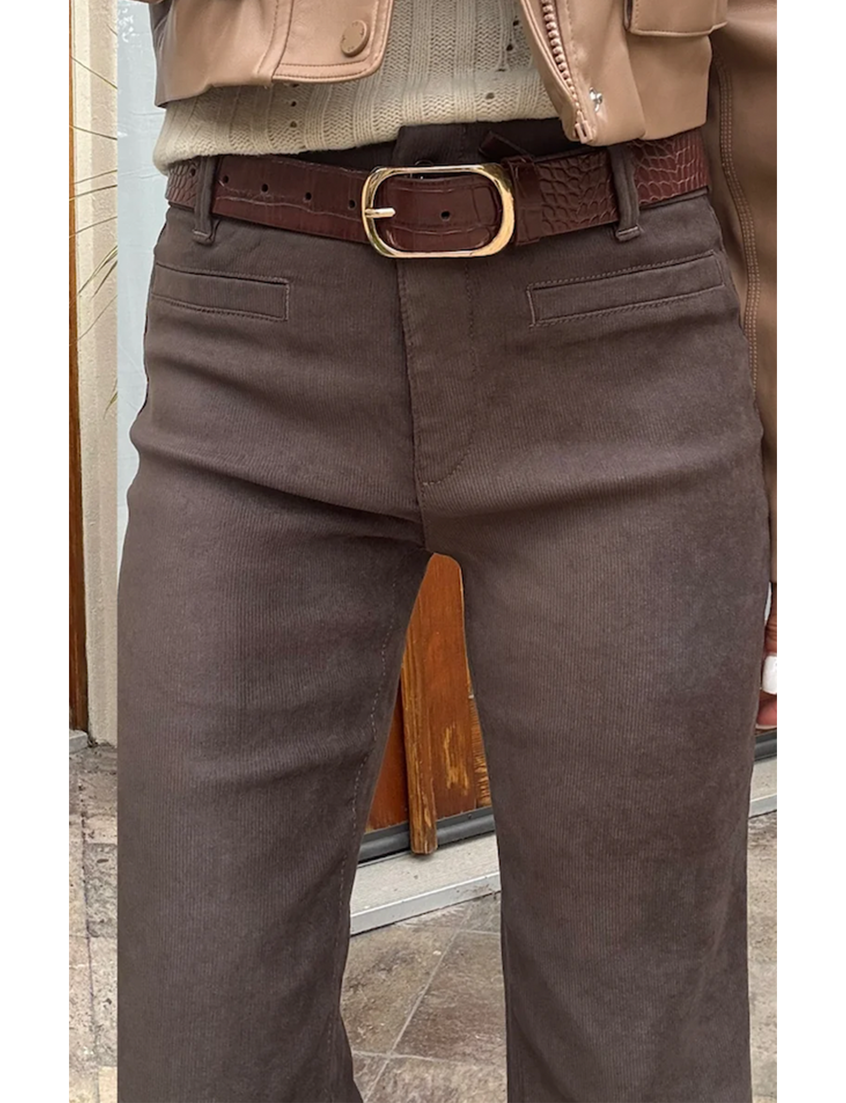 Tami Velvet Suede Feel Pant, Brown