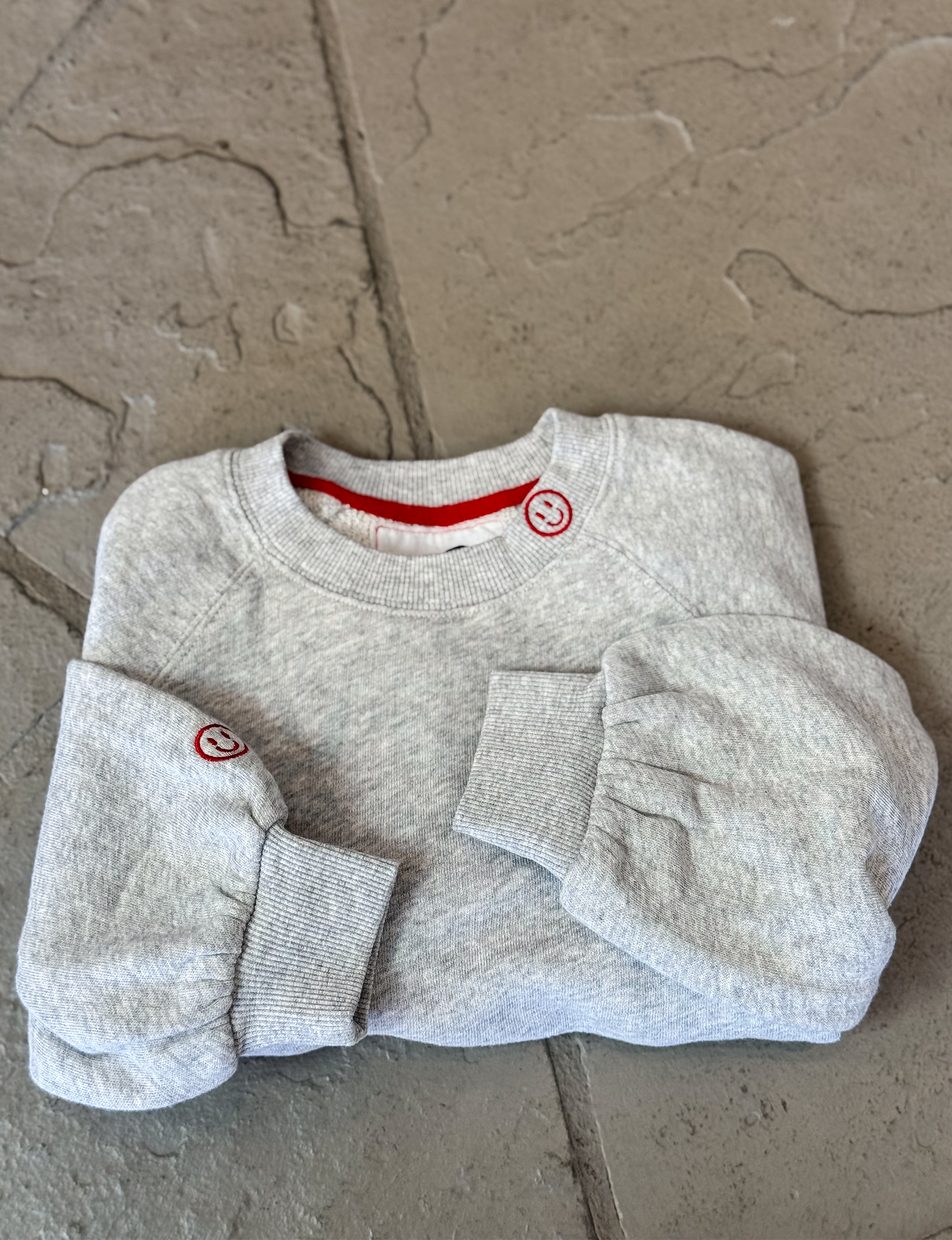 Smiley Face Sweatshirt, Heather Grey