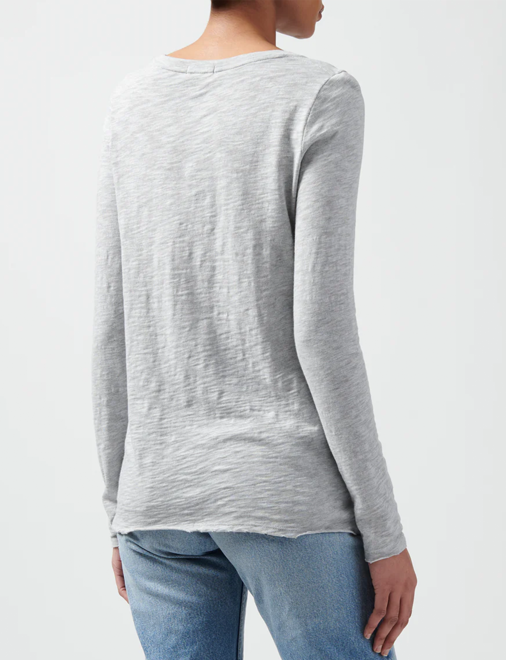 Long Sleeve Destroyed Wash Crew, Heather Grey