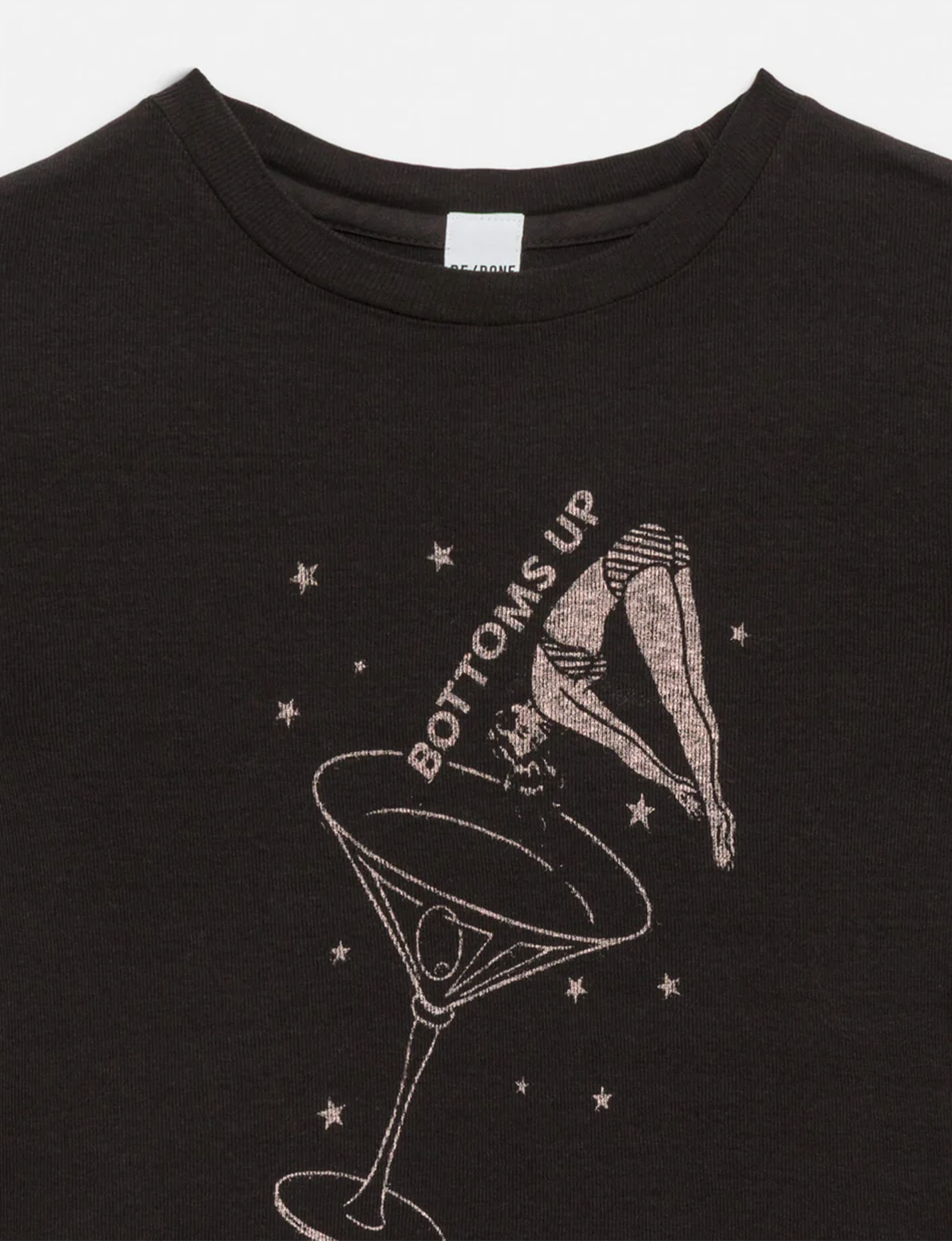 90s Baby L/S Bottoms Up Tee, Washed Black
