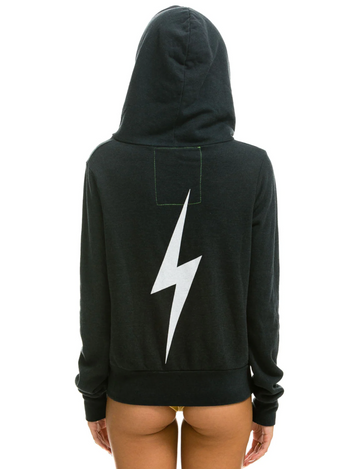 Bolt Zip Hoodie, Charcoal/White