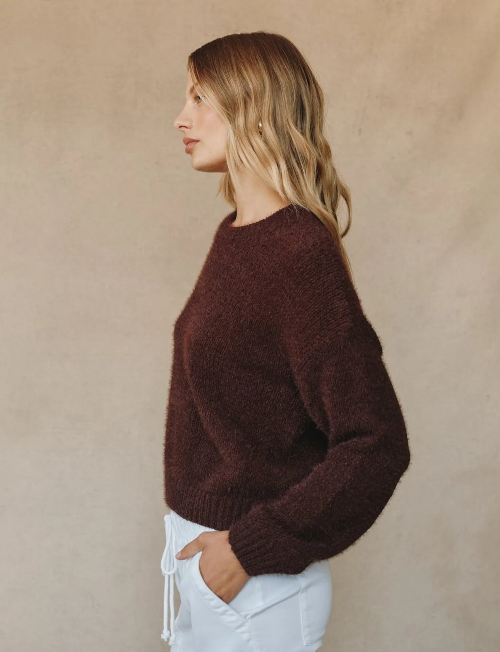 Drop Shoulder Sweater, Pinot Noir