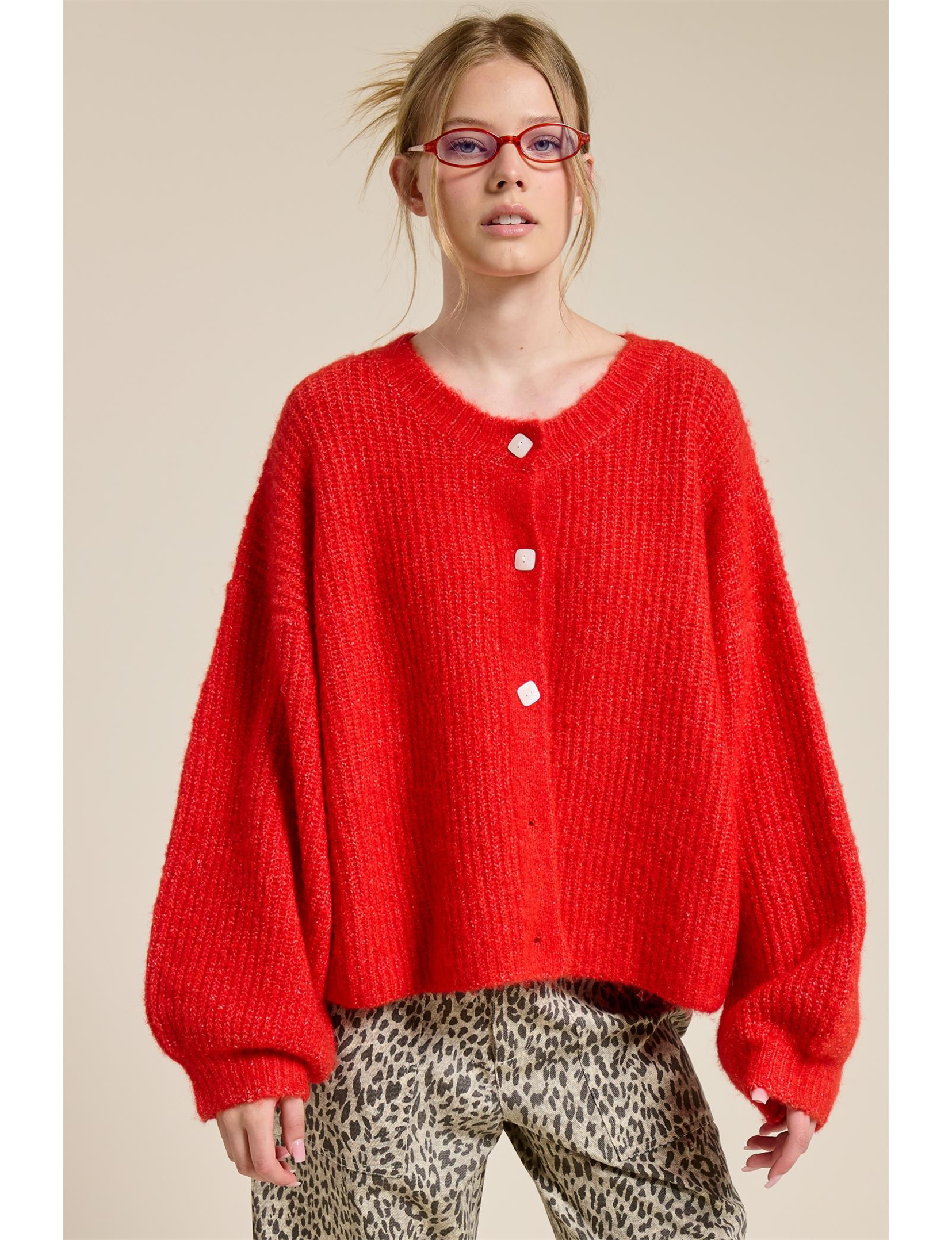 Balloon Cardigan, Scarlet