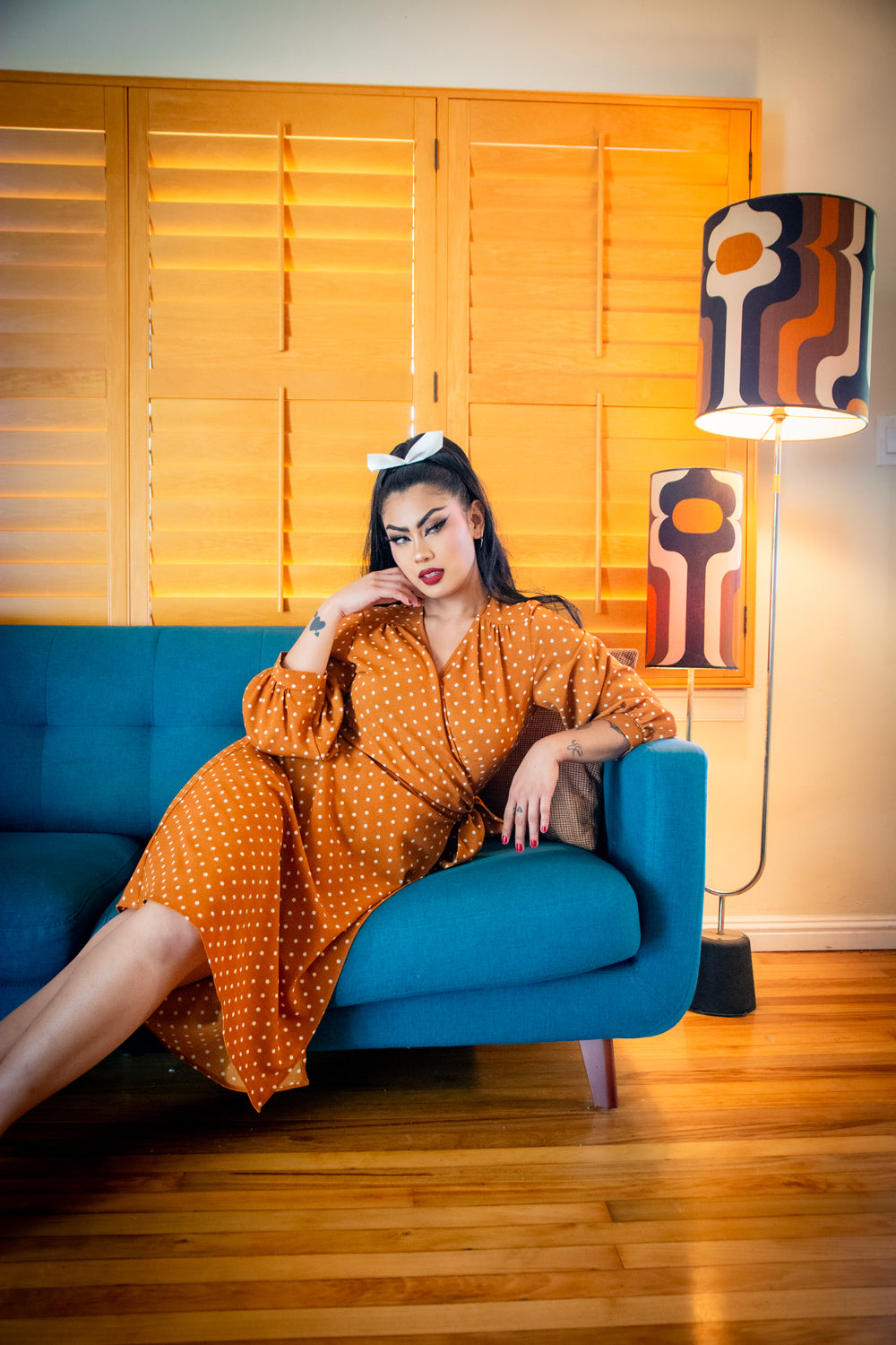 Rita Dress- Mustard Dot *sale