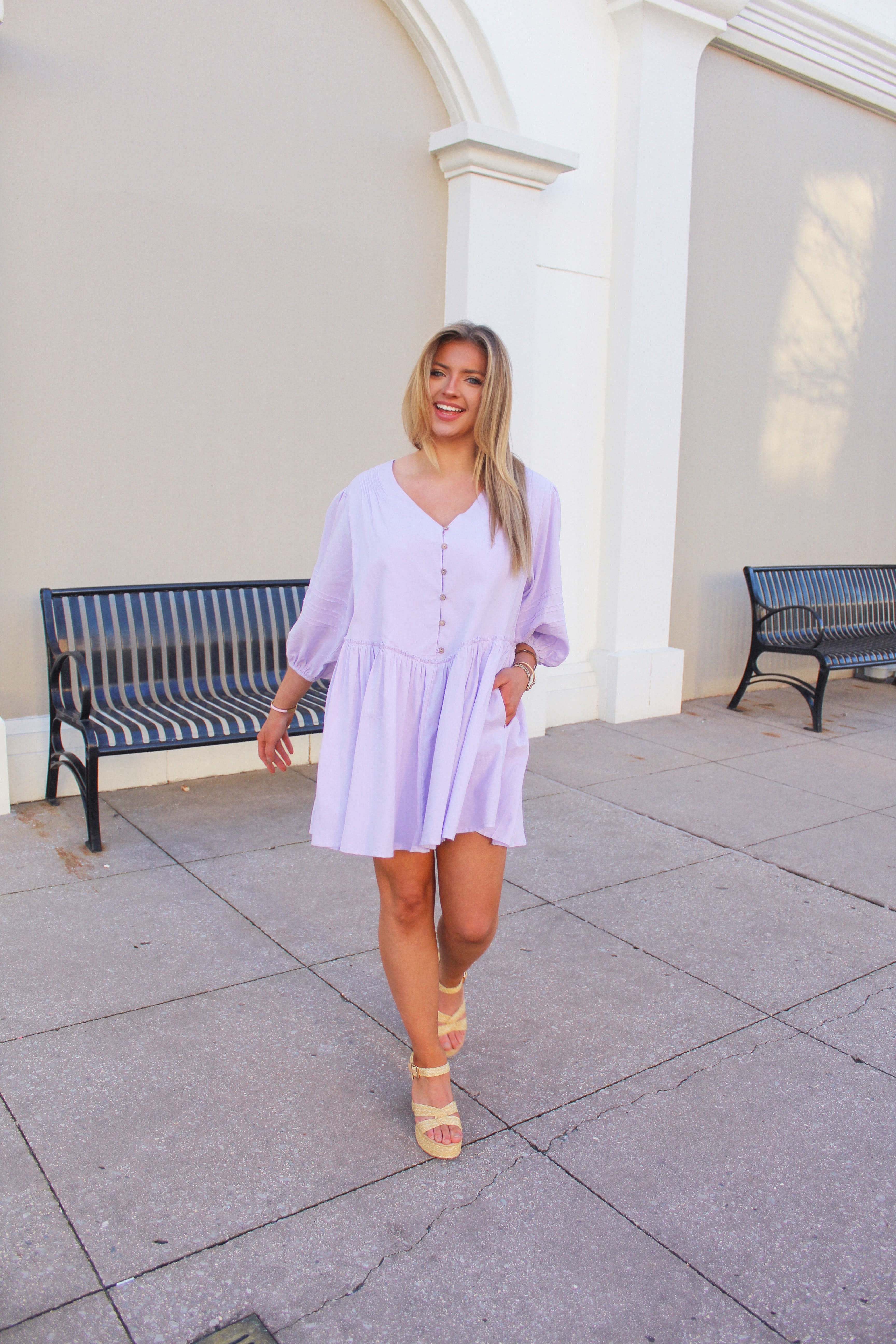 Lavender Button Down Flowy Dress
