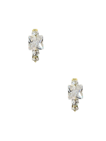 Gold Square CZ Hoops