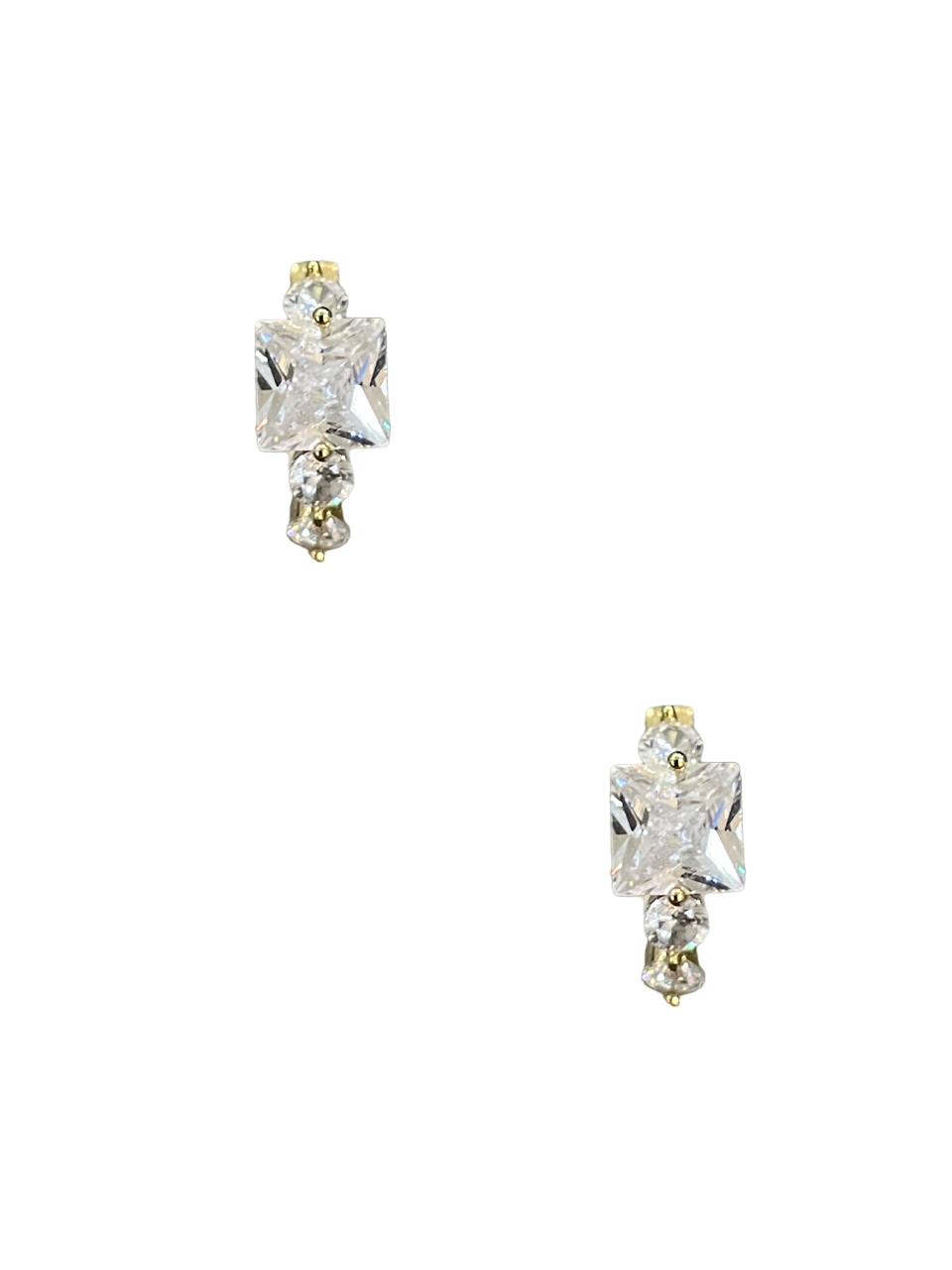 Gold Square CZ Hoops