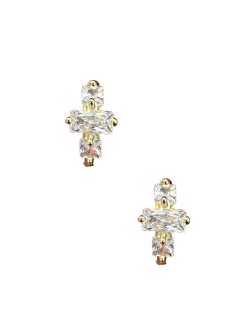 Gold Rectangle CZ Hoops
