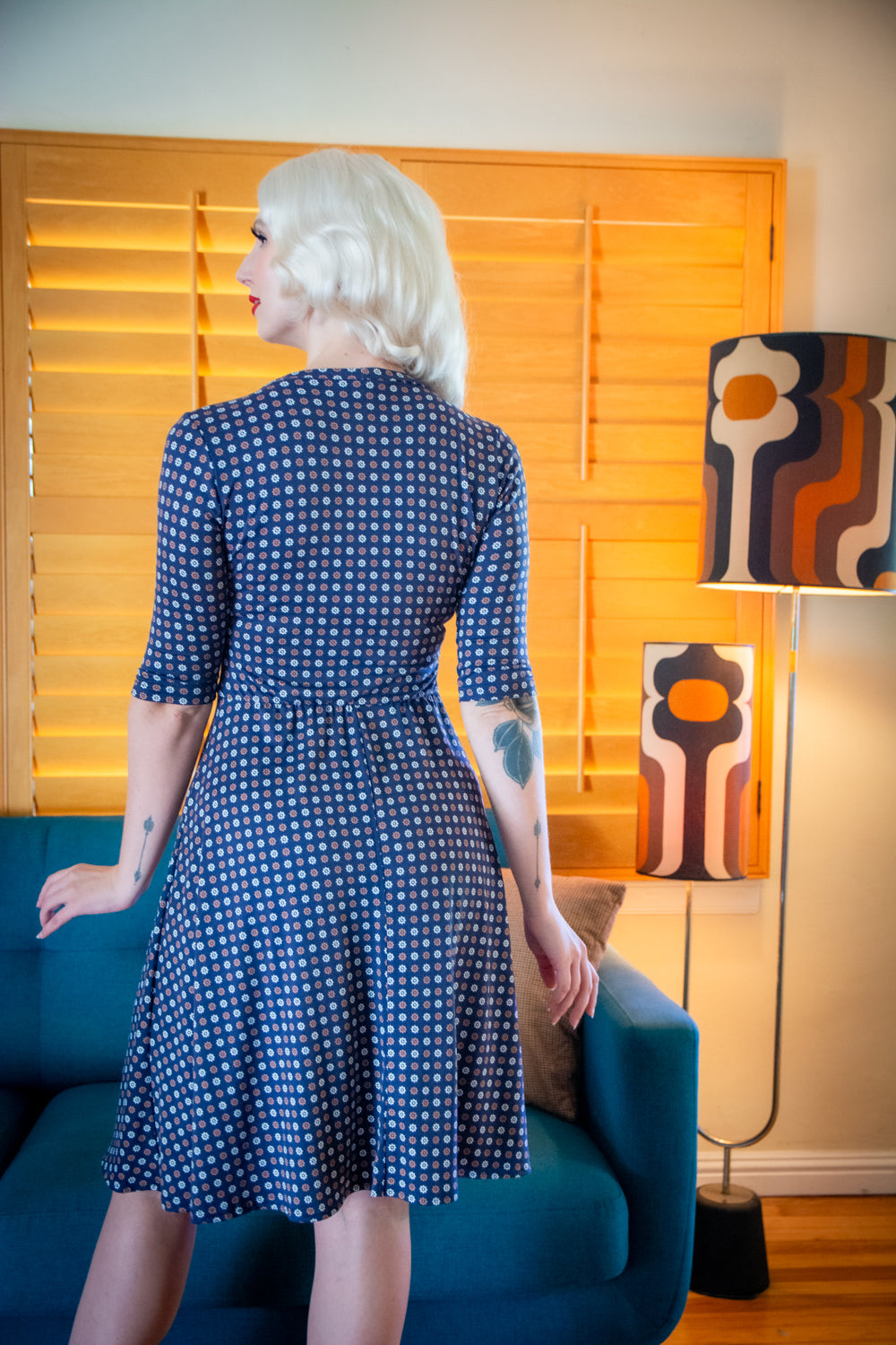 Joanie Knit Dress 3/4 Sleeve - Cafe Fluer Dot *sale