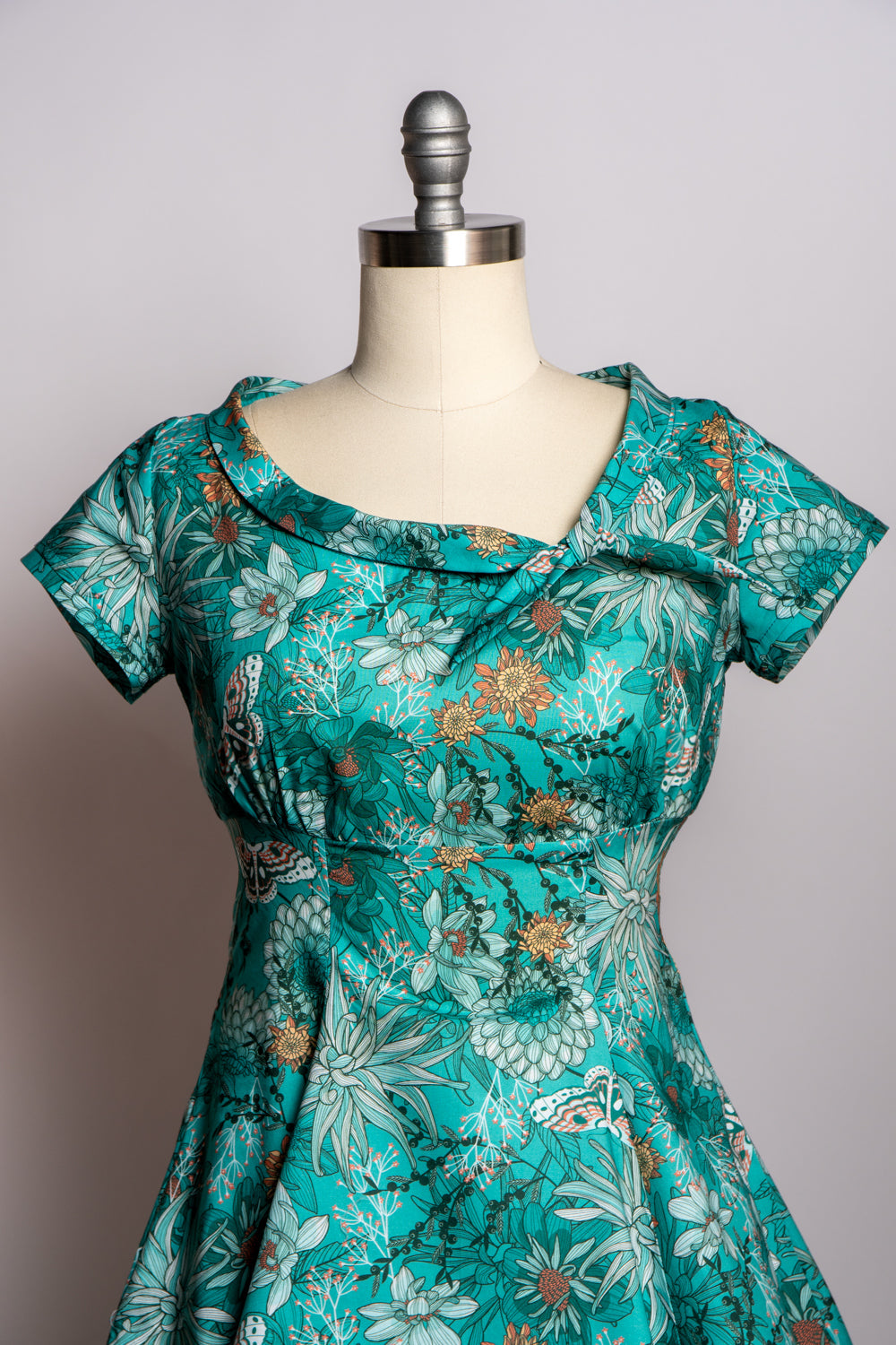 Beverly Dress- Teal Dahlia