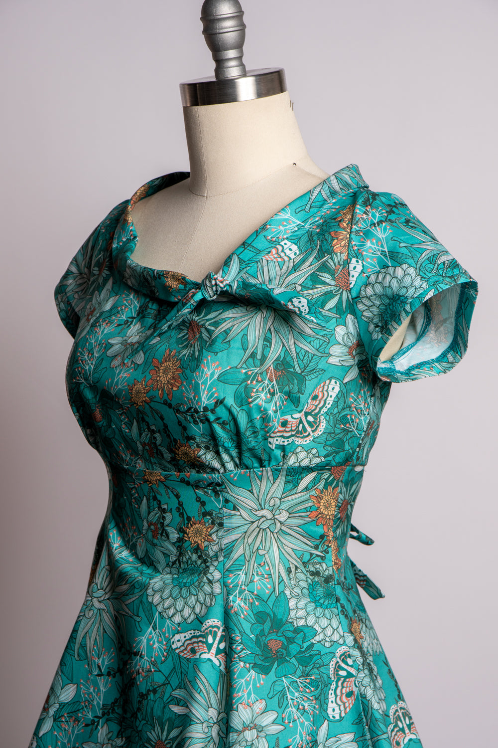 Beverly Dress- Teal Dahlia