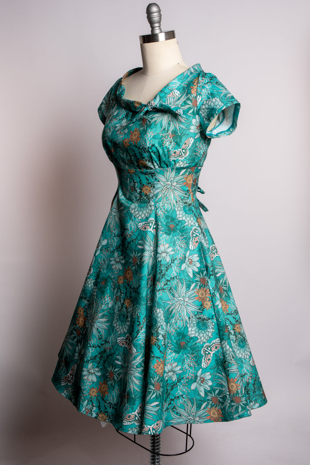 Beverly Dress- Teal Dahlia
