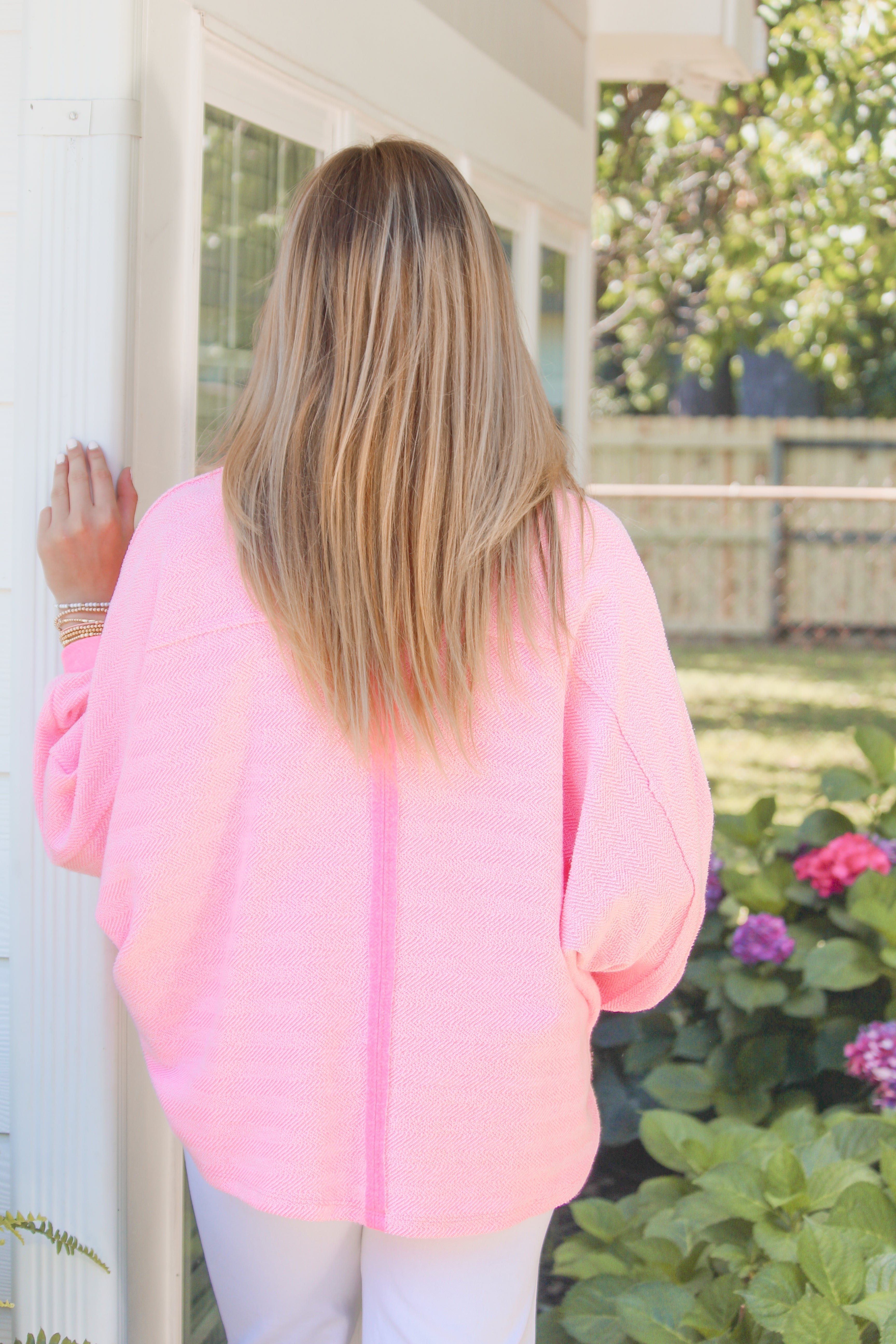 Bright Pink French Terry Pullover