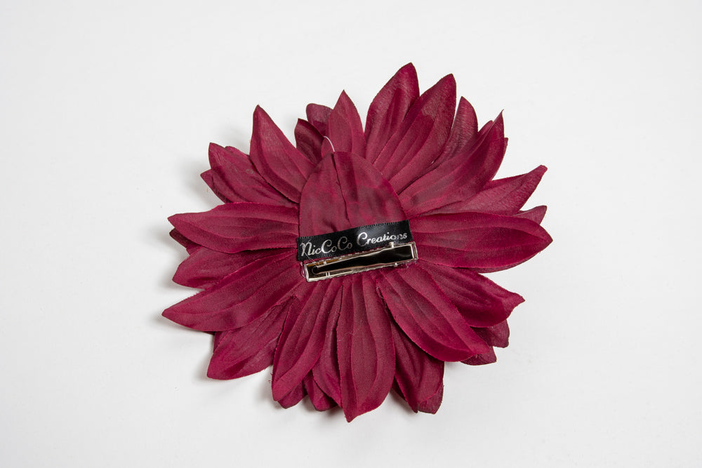 Dahlia Hair Flower, Burgundy