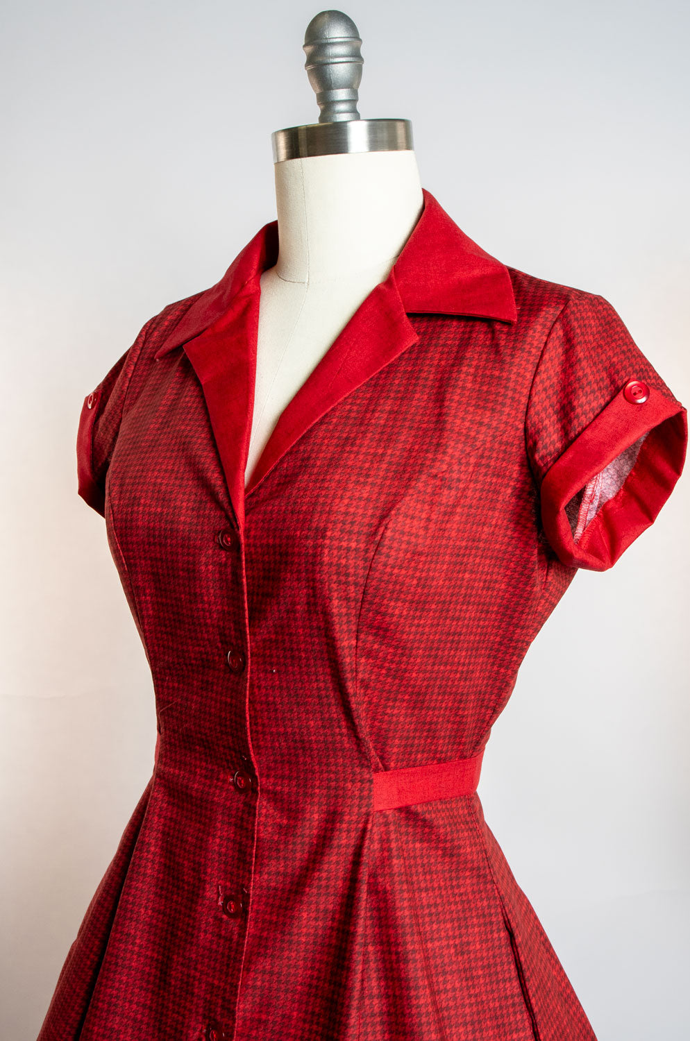 Diner Dress- Mini Houndstooth, Red *sale