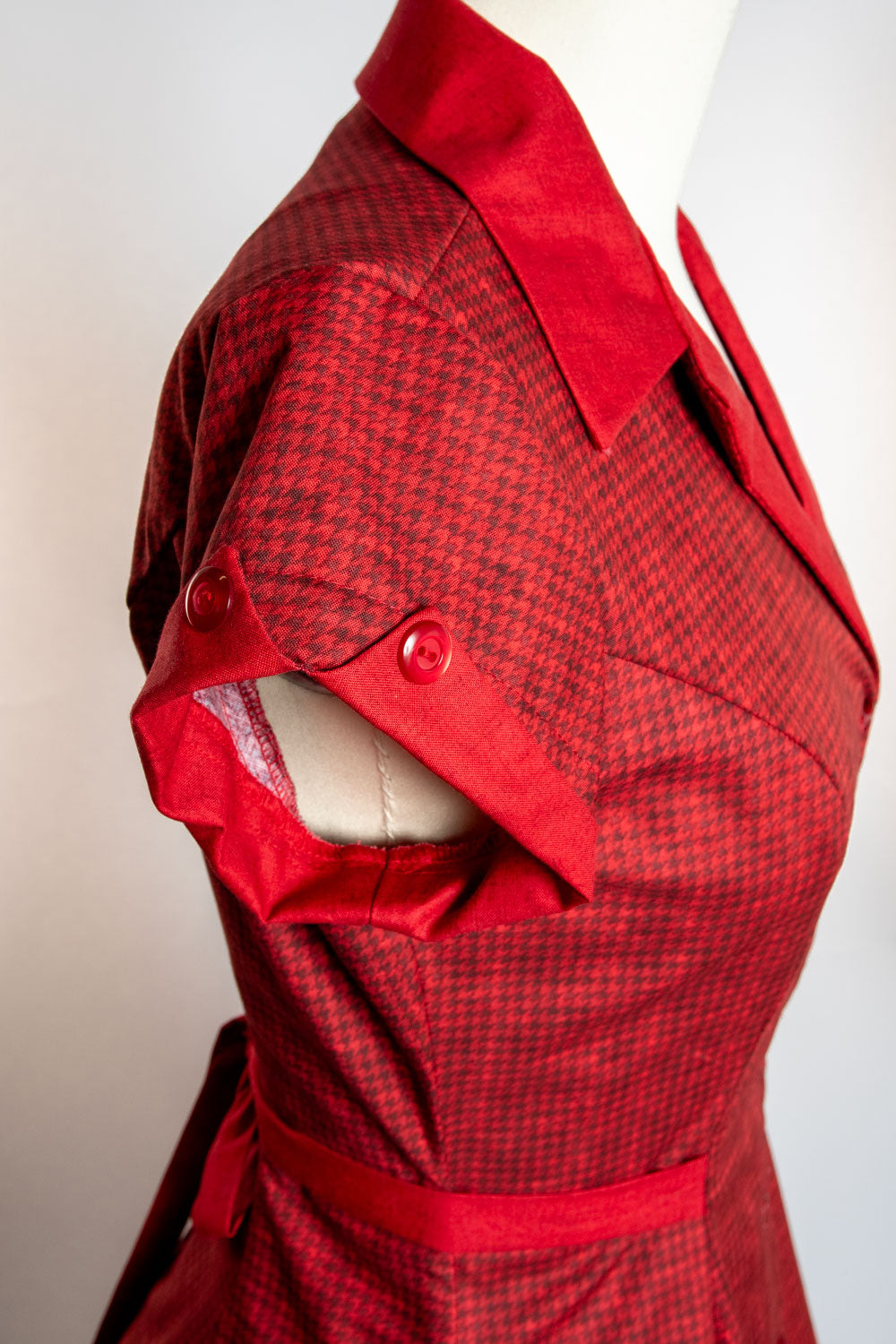 Diner Dress- Mini Houndstooth, Red *sale