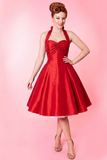 Sweetie Dress- Shantung, Red
