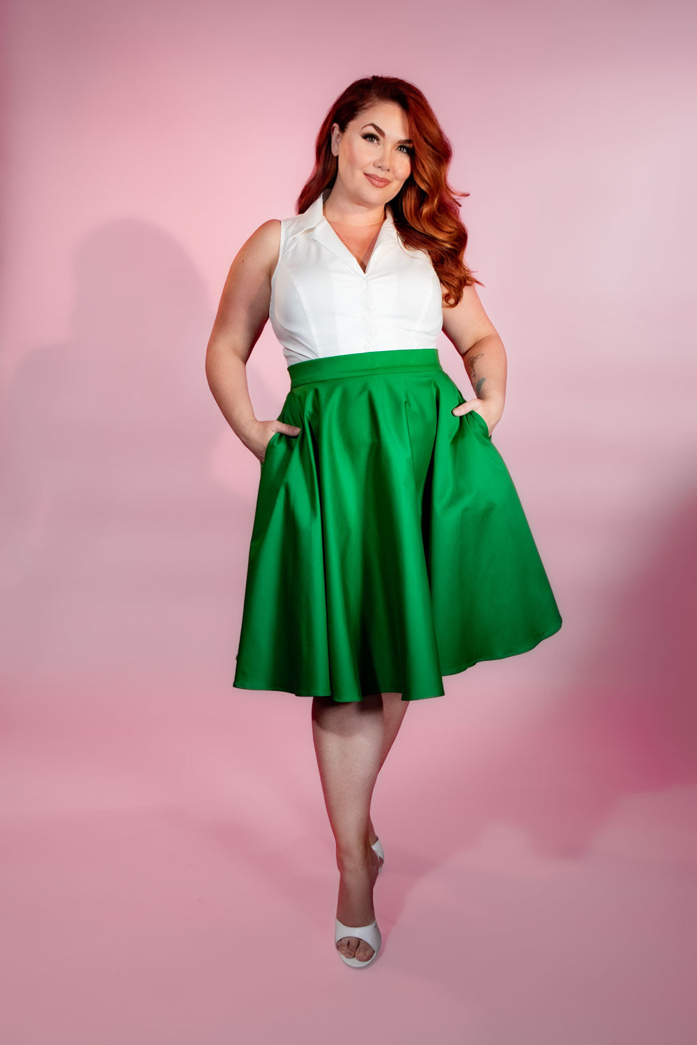 Circle Skirt - Kelly Green Sateen *sale