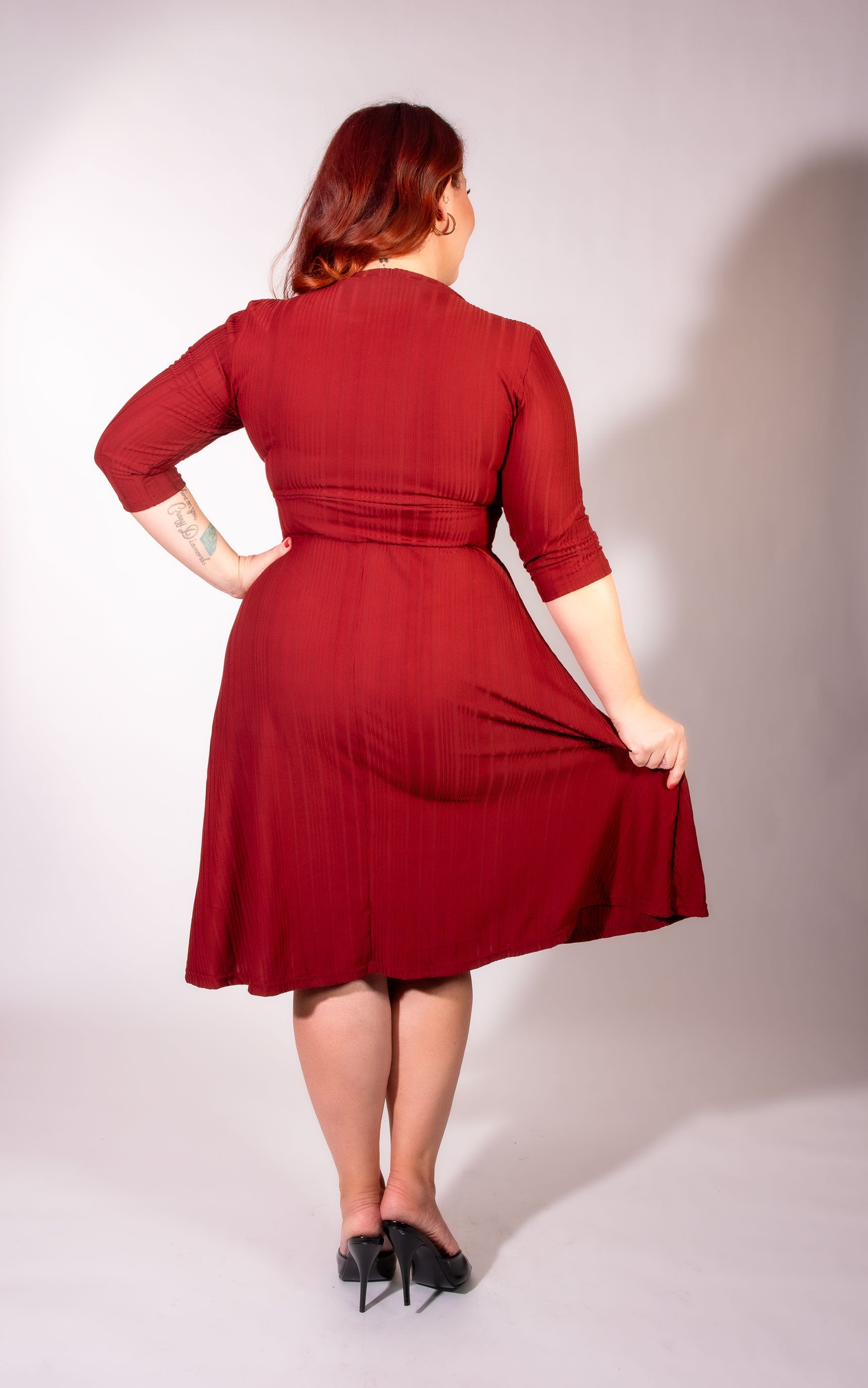 Joanie Knit Dress 3/4 Sleeve - Brick Rib Knit