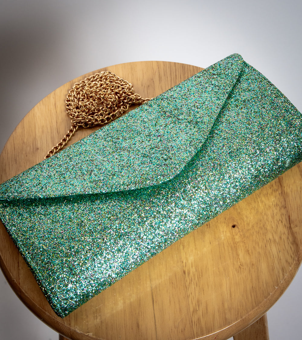 Glitter Clutch- Aqua