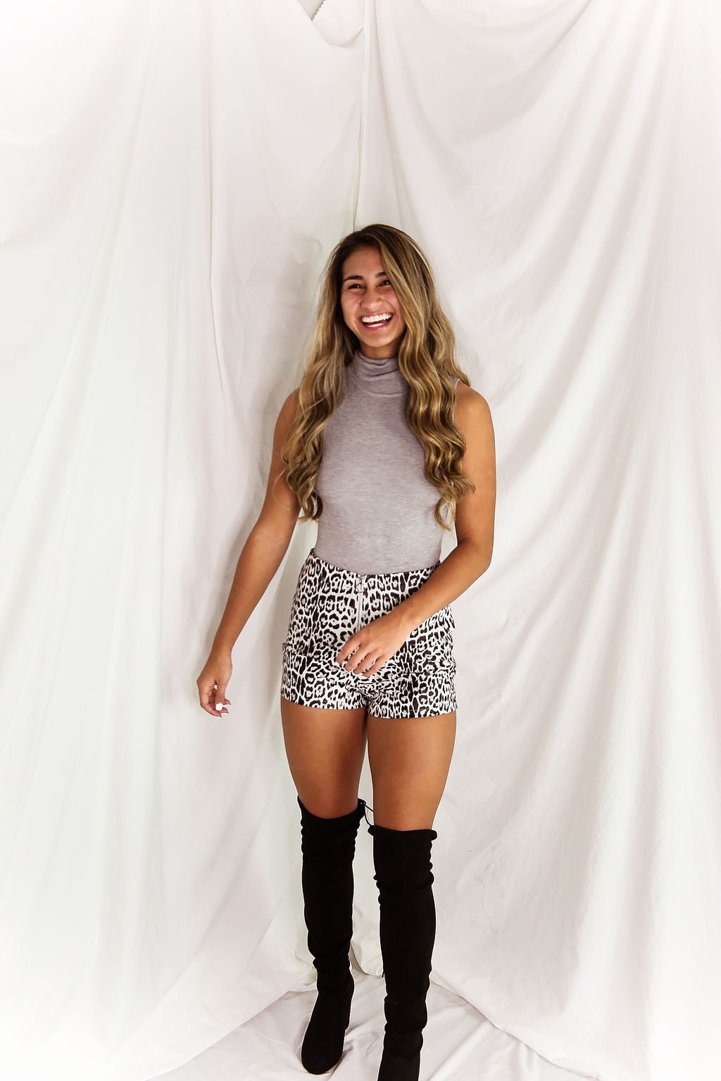 Grey Sleeveless Turtleneck Bodysuit