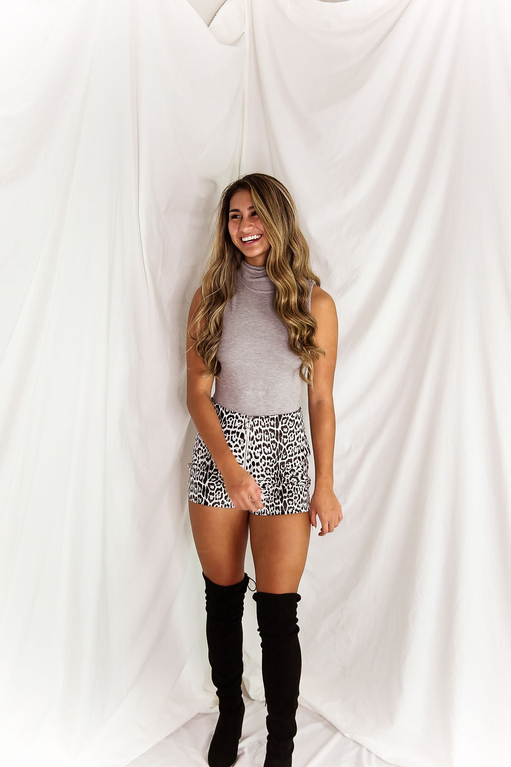 Grey Sleeveless Turtleneck Bodysuit
