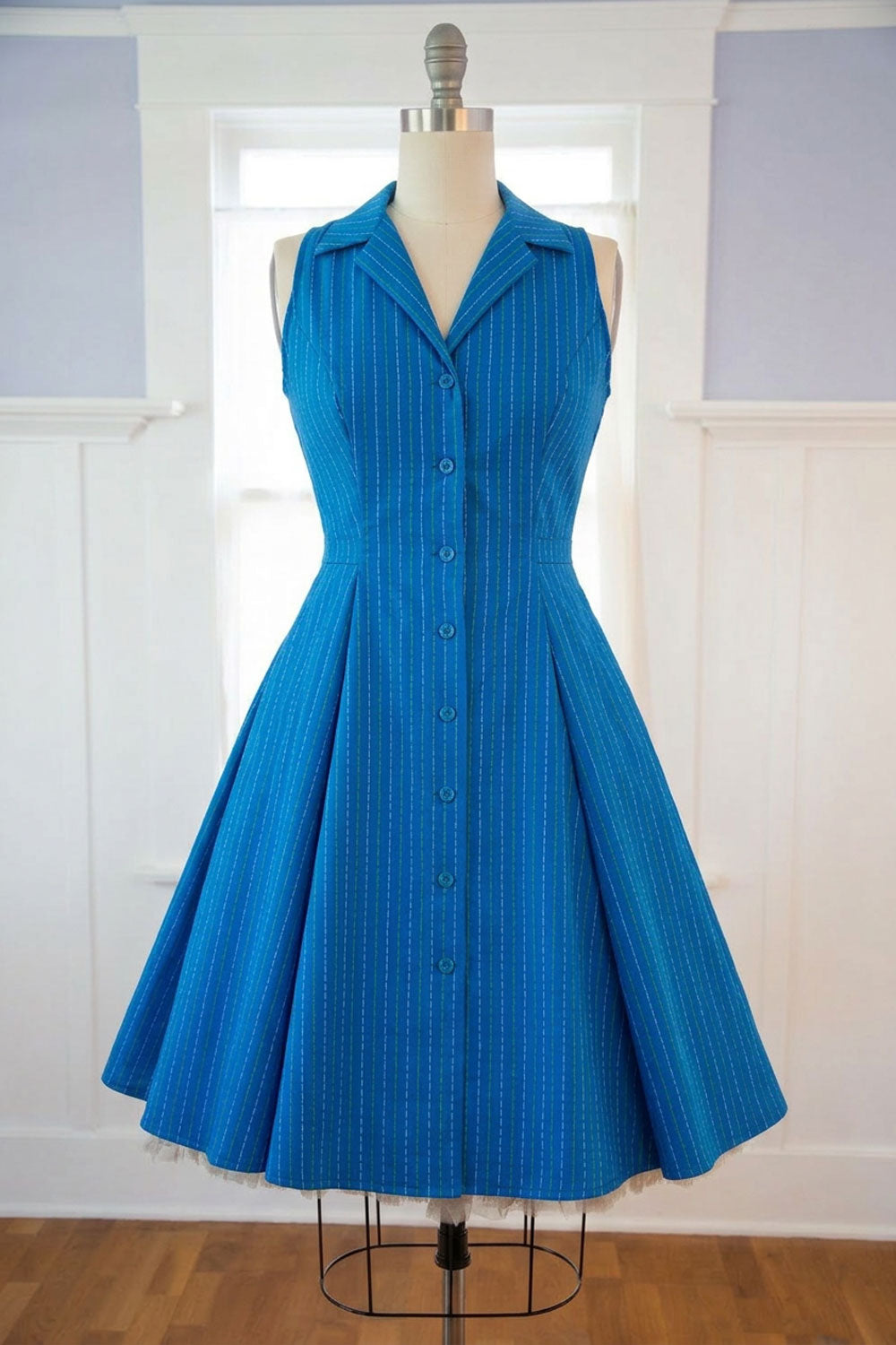 Betty Lou Dress - Stitch Stripe, Blue