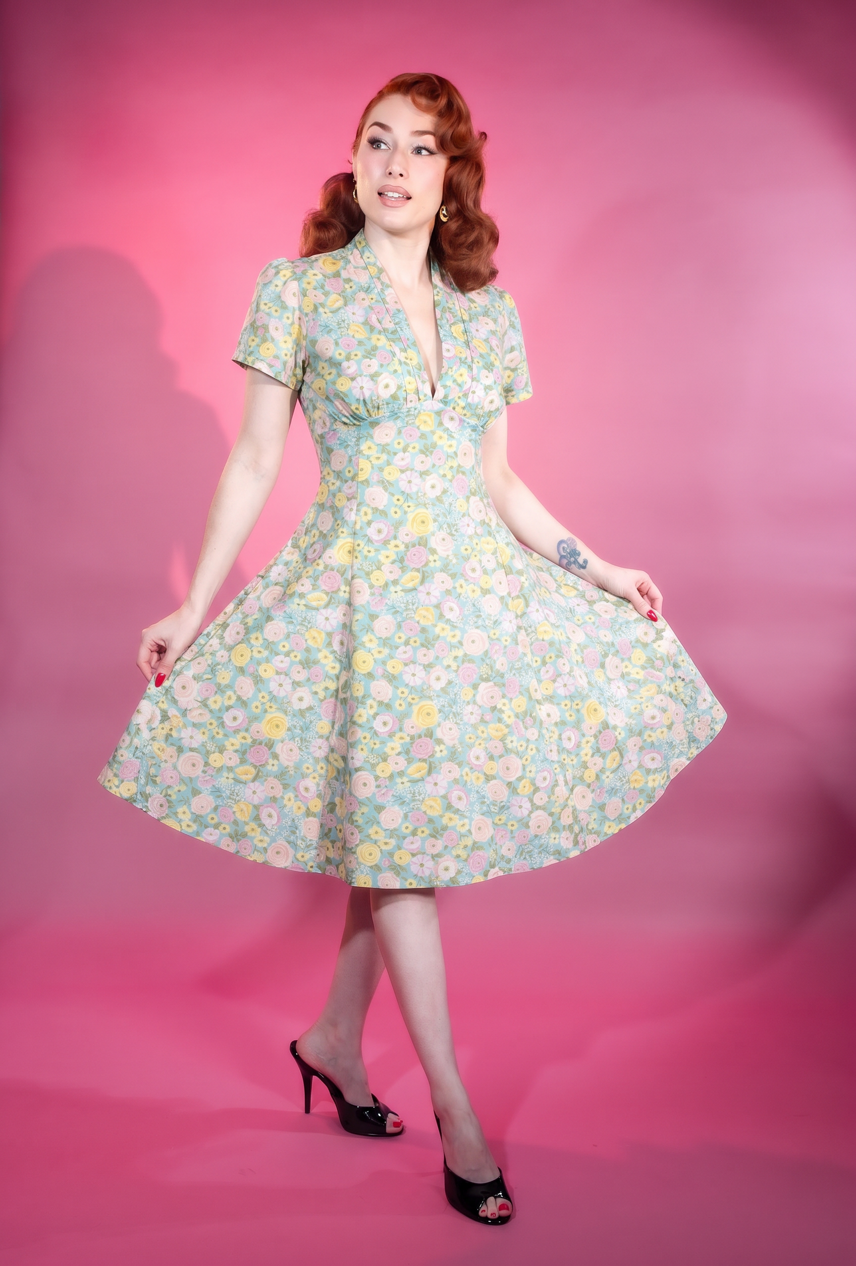 Madison Dress - Abigail Floral, Blue