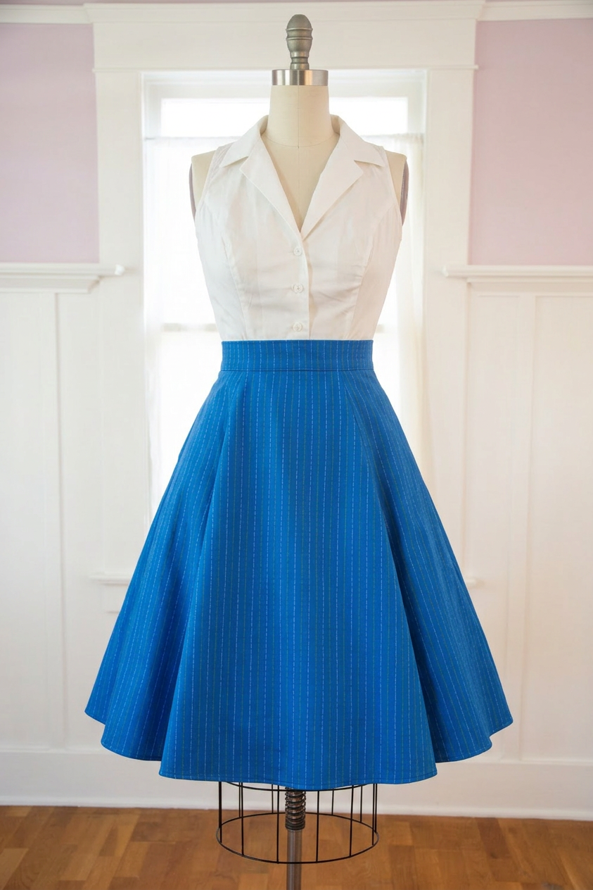 Twirl Skirt- Stitch Stripe, Blue