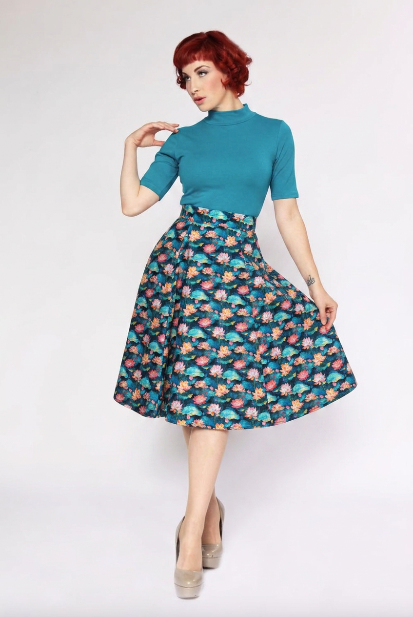 Twirl Skirt- Lotus Flowers
