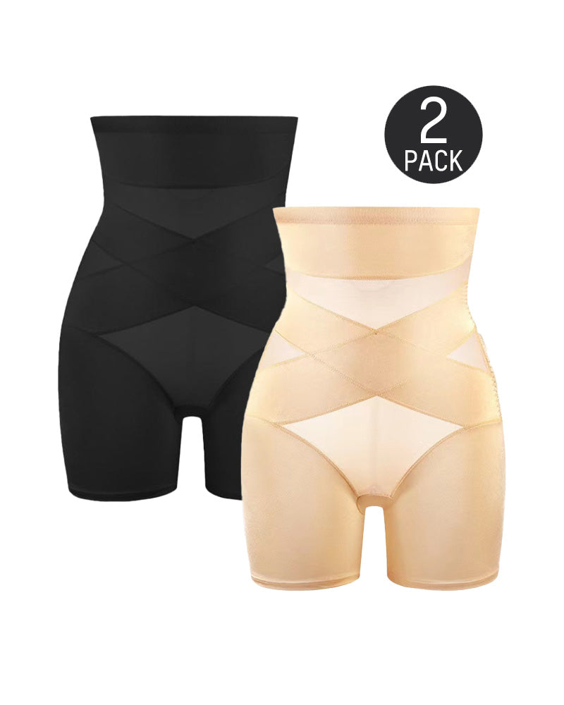 High Waist Cross Compression Mid-Thigh Shaping Shorts£¨2pcs £©