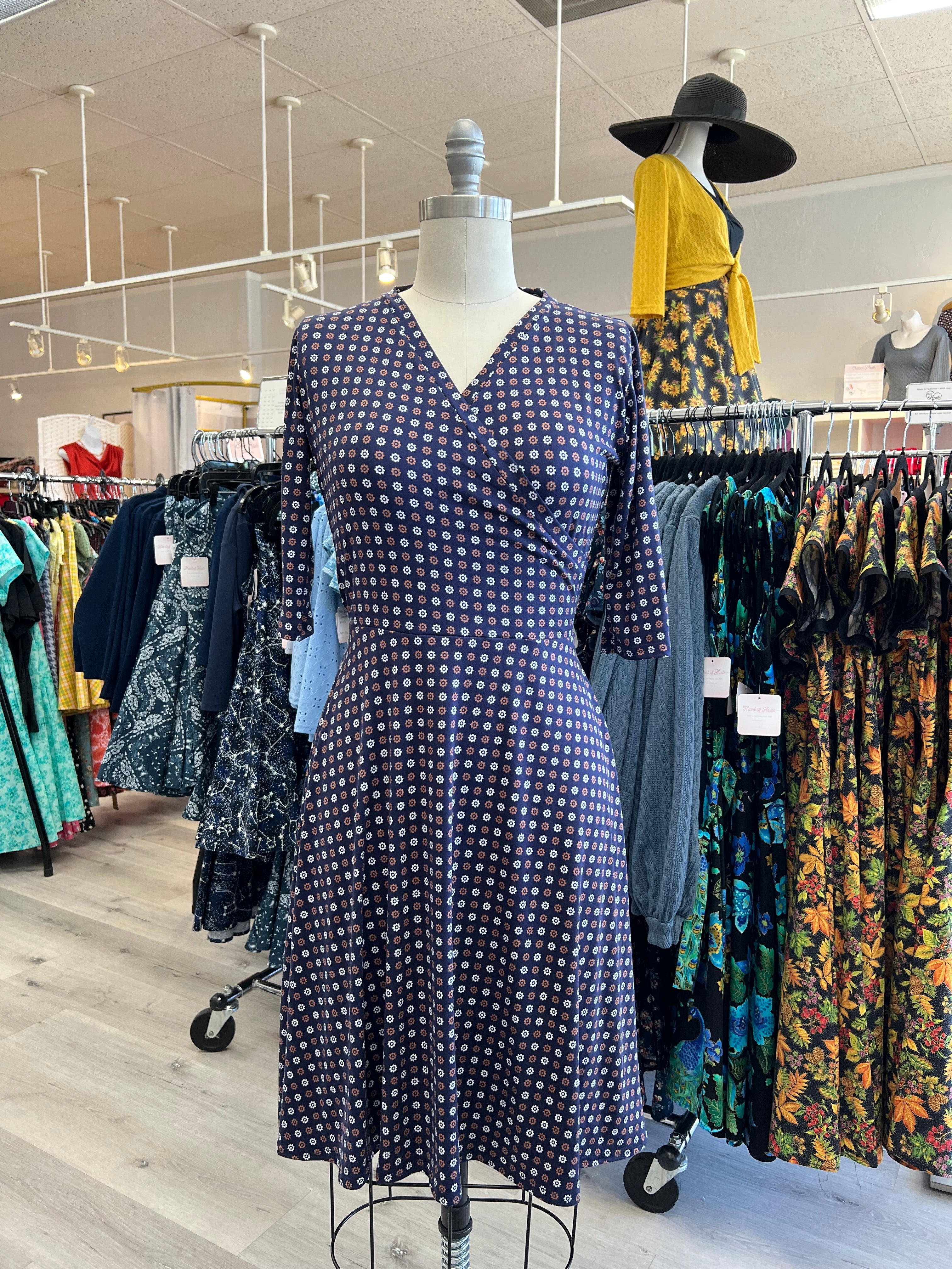 Joanie Knit Dress 3/4 Sleeve - Cafe Fluer Dot *sale