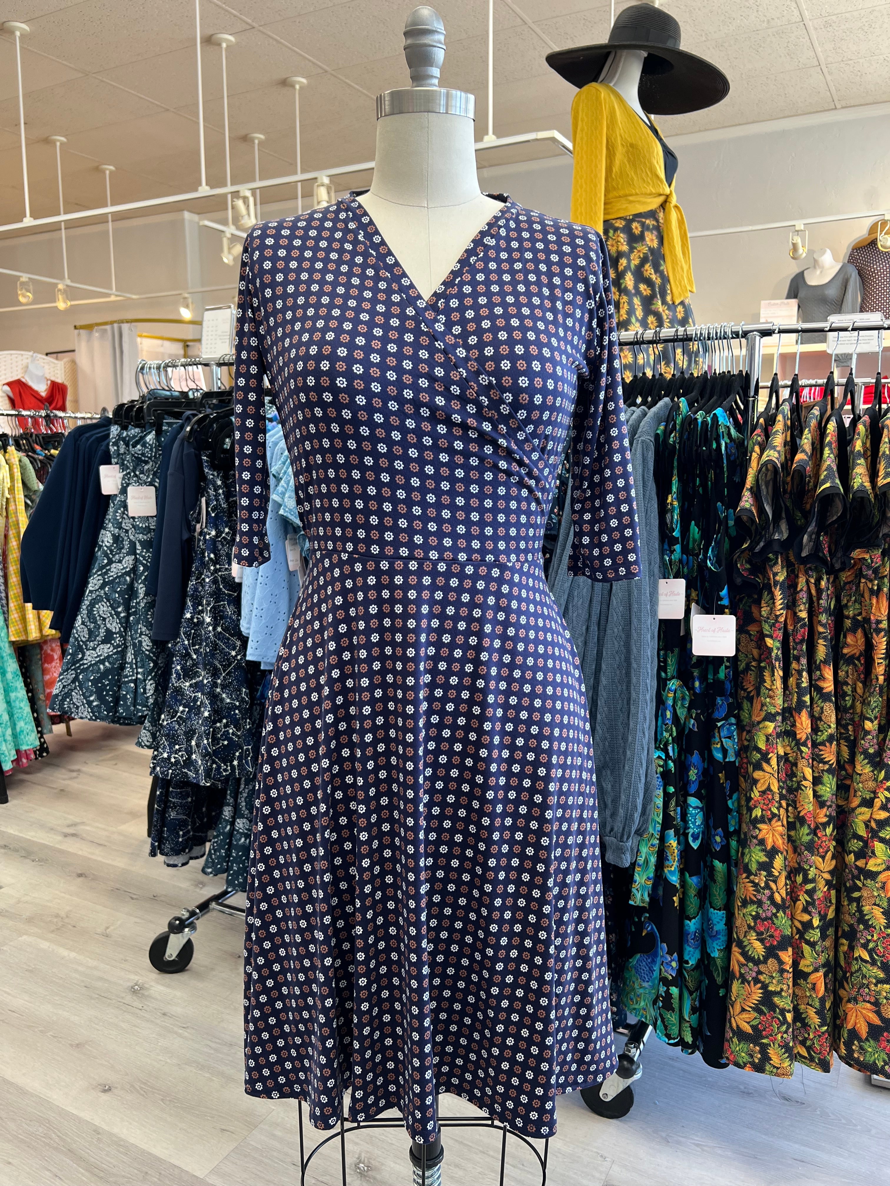 Joanie Knit Dress 3/4 Sleeve - Cafe Fluer Dot *sale