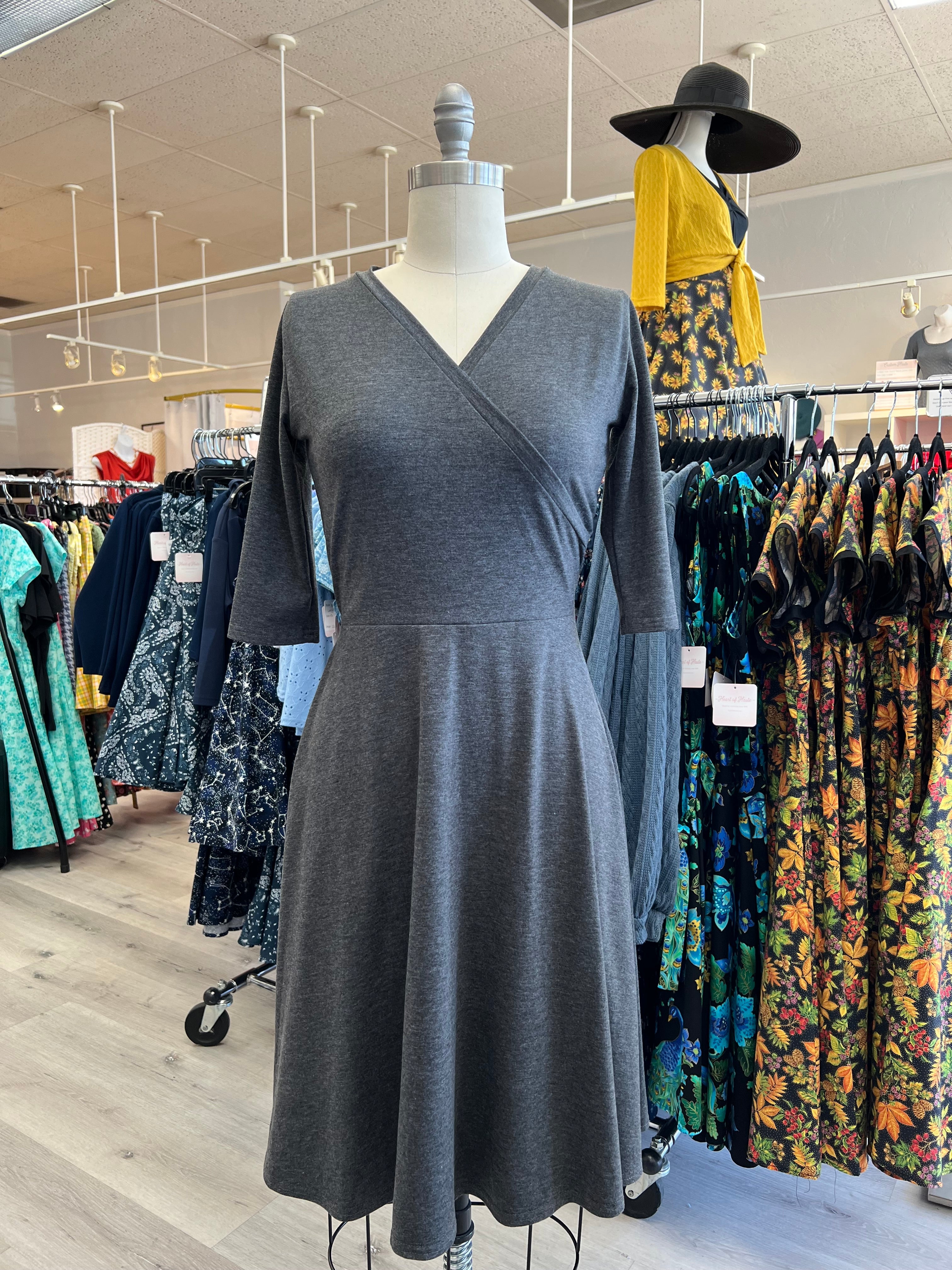 Joanie Knit Dress 3/4 Sleeve - Charcoal Grey *sale