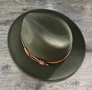 Fox & Fable - Vegan Felt Wide Brim Hat - Olive - Plain - READY TO SHIP