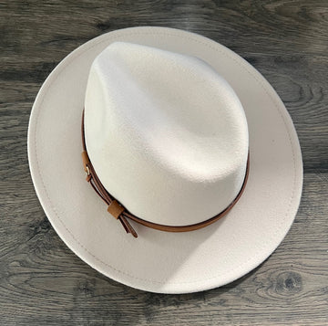 Fox & Fable - Vegan Felt Wide Brim Hat - Cream - Plain - READY TO SHIP