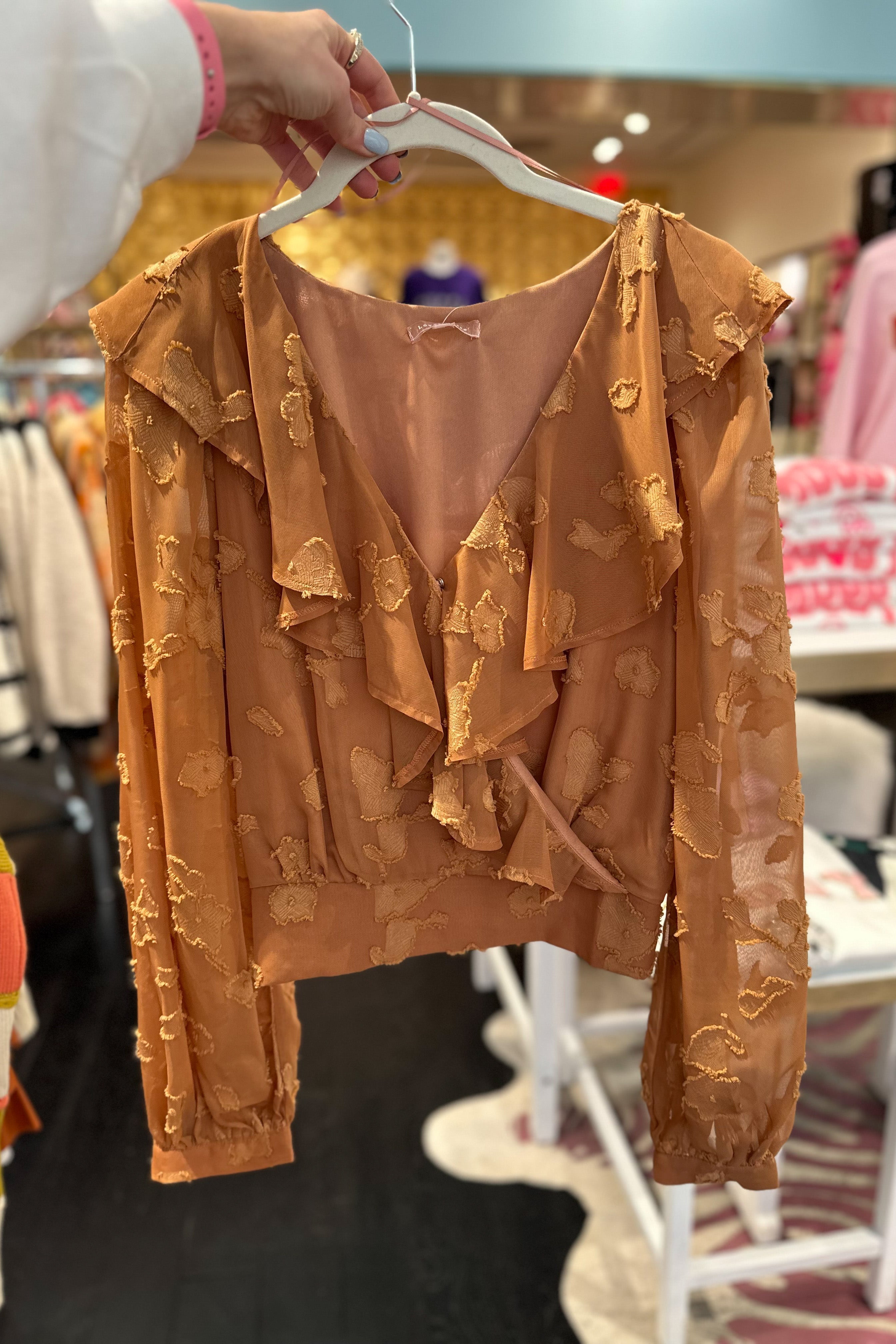 Rust Floral Long Sleeve Top